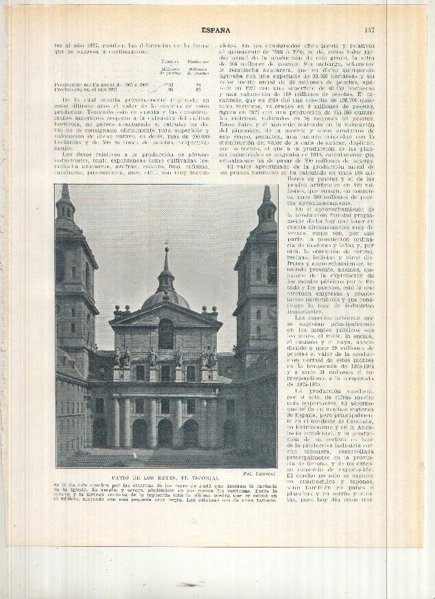 Lamina/sheet/feuille numerada 147/148:  Patio de los Reyes y Biblioteca del Monasterio de El Escorial