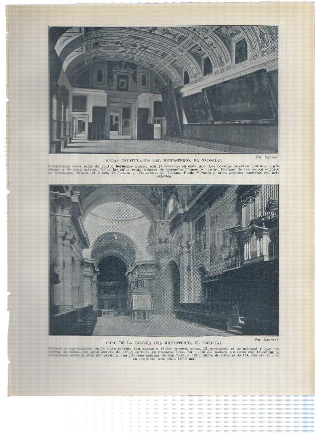 Lamina/sheet/feuille numerada 149/150:  Salas Capitulares y Coro de la Iglesia del Monasterio El Escorial y Barcelona desde el Tibidabo