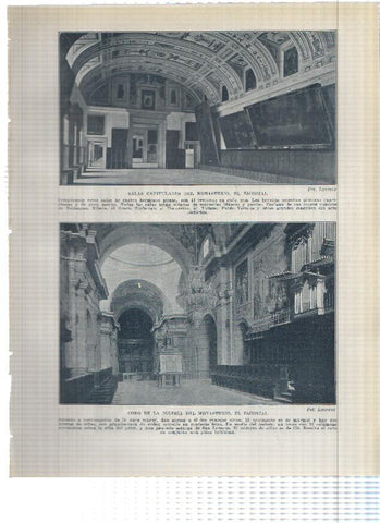 Lamina/sheet/feuille numerada 149/150:  Salas Capitulares y Coro de la Iglesia del Monasterio El Escorial y Barcelona desde el Tibidabo