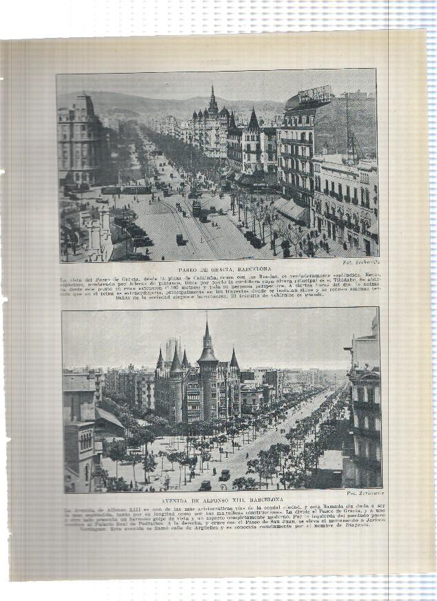 Lamina/sheet/feuille numerada 155/156:  Paseo de Gracia y Avda Alfonso XIII (diagonal en la actualidad) y Las Ramblas de las Flores de Barcelona