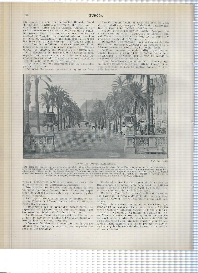 Lamina/sheet/feuille numerada 157/158:  Plaza de Cataluña, Plaza Real y Paseo de Colon de Barcelona 