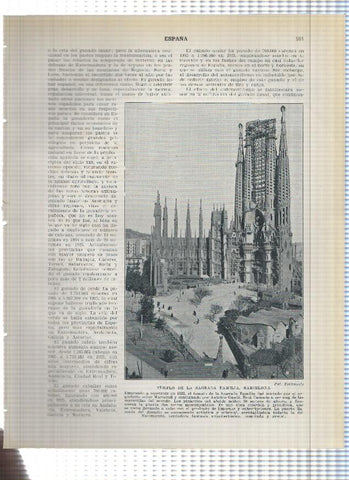 Lamina/sheet/feuille numerada 161/162:  Templo Sagrada Familia y estudio riquezas pecuarias en 1913/1925 Salon de San Juan, Arco de Triunfo, Ayuntamiento y calle del obispo de Barcelona 
