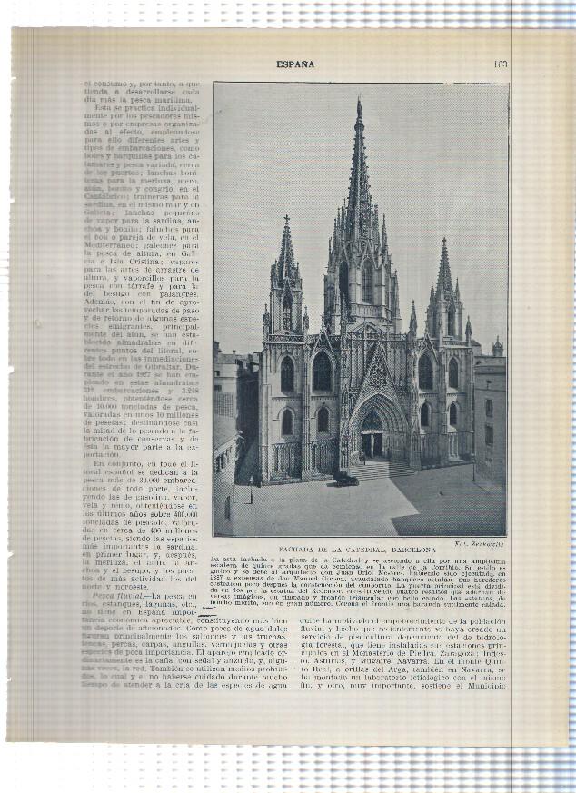 Lamina/sheet/feuille numerada 163/164:  Fachada Catedrale interior del templo de Barcelona 