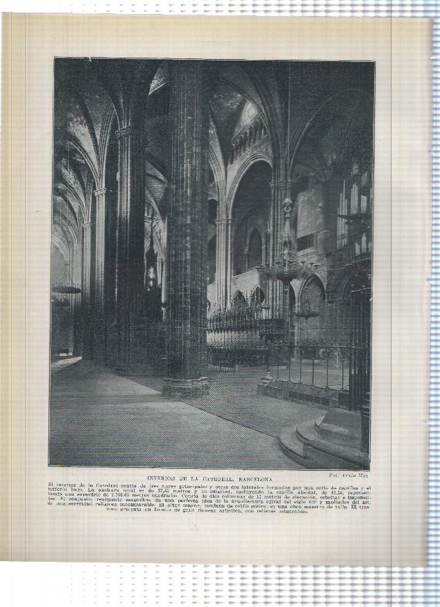 Lamina/sheet/feuille numerada 163/164:  Fachada Catedrale interior del templo de Barcelona 