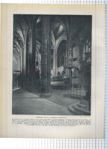 Lamina/sheet/feuille numerada 163/164:  Fachada Catedrale interior del templo de Barcelona 
