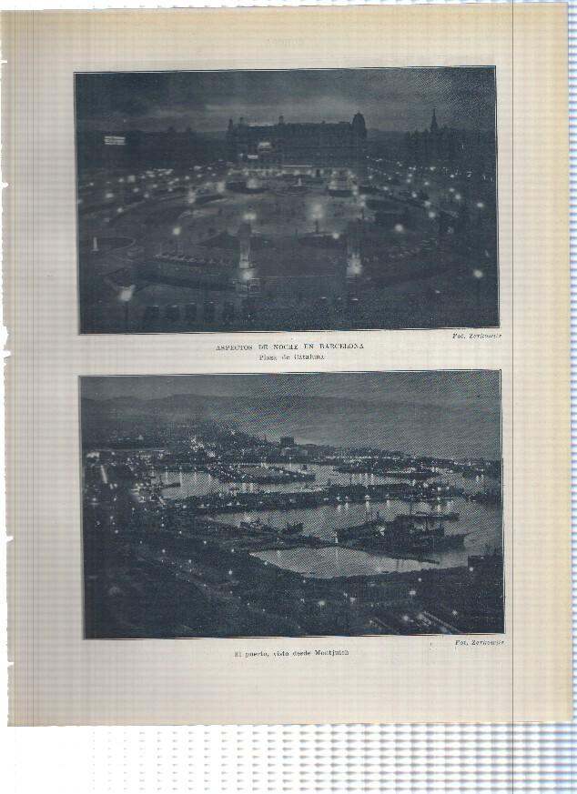 Lamina/sheet/feuille numerada 169/170: Vista nocturnas de la Plaza Cataluña y el puerto e imagen diurna del Monte Tibidado de Barcelona 