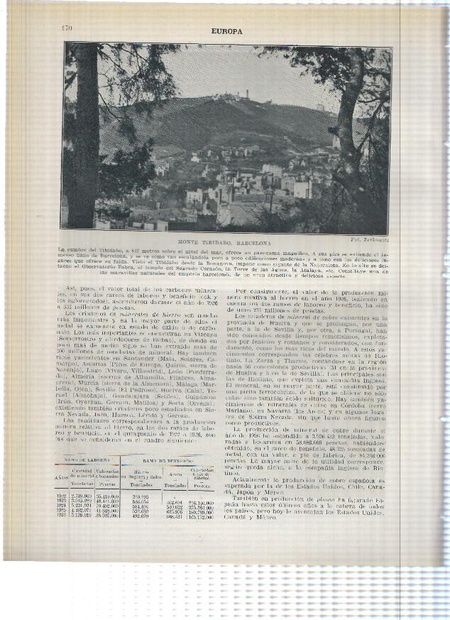 Lamina/sheet/feuille numerada 169/170: Vista nocturnas de la Plaza Cataluña y el puerto e imagen diurna del Monte Tibidado de Barcelona 