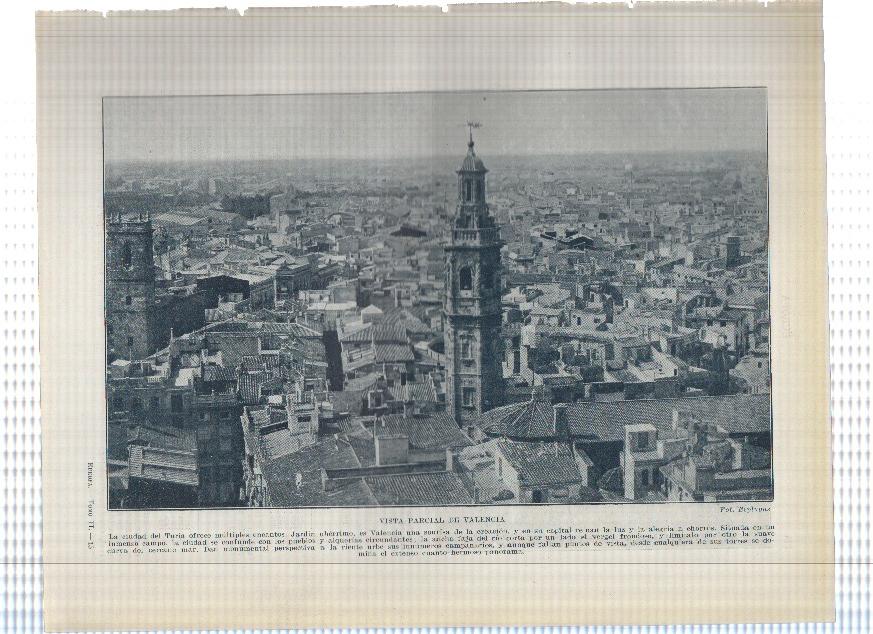 Lamina/sheet/feuille numerada 173/174:  Vista parcial de Valencia y de la calle San vicente y Bajada de San Francisco de Valencia