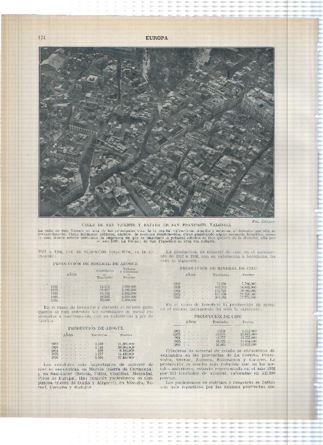 Lamina/sheet/feuille numerada 173/174:  Vista parcial de Valencia y de la calle San vicente y Bajada de San Francisco de Valencia