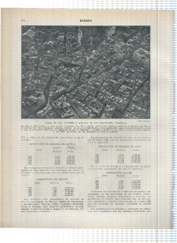 Lamina/sheet/feuille numerada 173/174:  Vista parcial de Valencia y de la calle San vicente y Bajada de San Francisco de Valencia