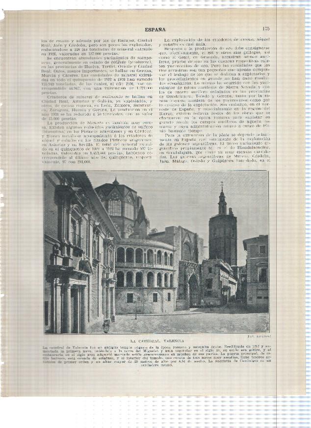 Lamina/sheet/feuille numerada 175/176:  Vista de la catedral y la lonja de Valencia