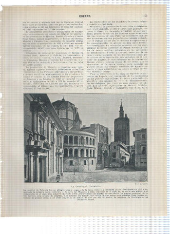 Lamina/sheet/feuille numerada 175/176:  Vista de la catedral y la lonja de Valencia