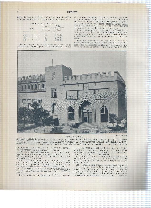 Lamina/sheet/feuille numerada 175/176:  Vista de la catedral y la lonja de Valencia