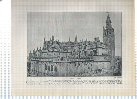 Lamina/sheet/feuille numerada 181/182:  La catedral y fachada Palacio de San Telmo de Sevilla