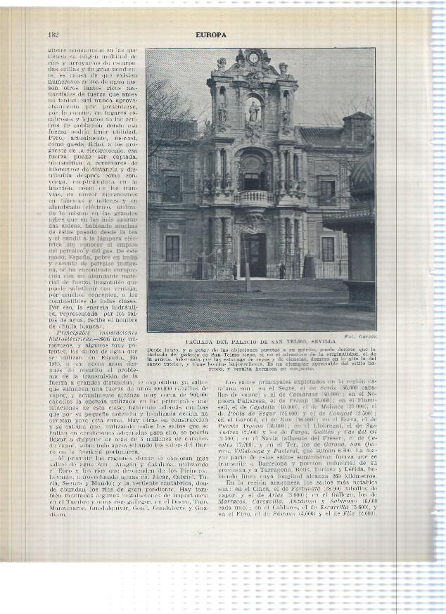 Lamina/sheet/feuille numerada 181/182:  La catedral y fachada Palacio de San Telmo de Sevilla