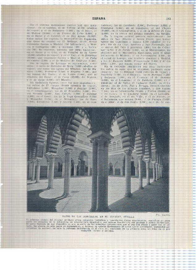 Lamina/sheet/feuille numerada 183/184:  Patio de las doncellas y salida del salon embajadores del alcazar de Sevilla