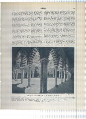 Lamina/sheet/feuille numerada 183/184:  Patio de las doncellas y salida del salon embajadores del alcazar de Sevilla