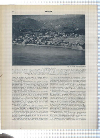 Lamina/sheet/feuille numerada 187/188:  El ayuntamiento, catedral y castillo de Gibralfaro y La Caleta de Malaga