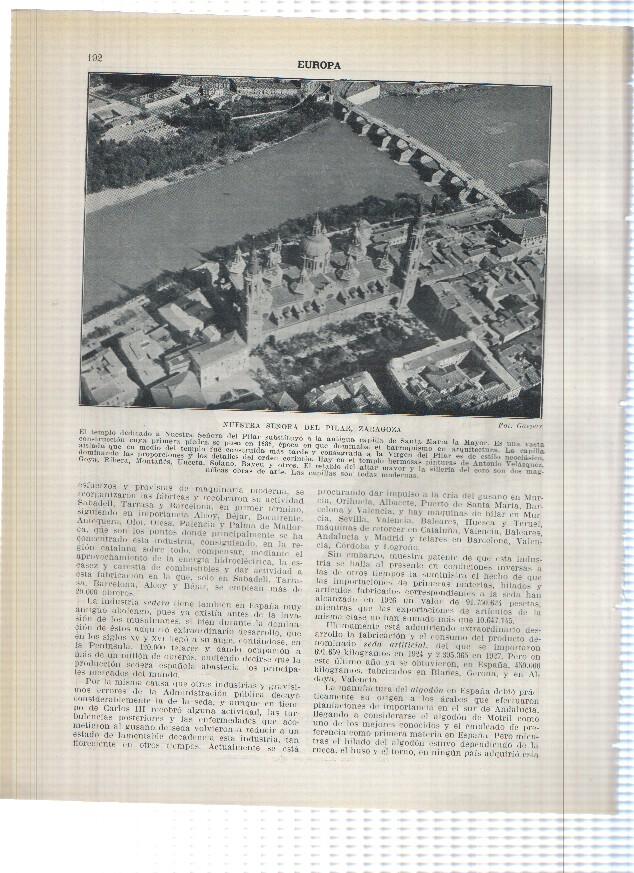 Lamina/sheet/feuille numerada 191/192:  Paseo de la Independencia, Calle de Don Alfonso y El Pilar de Zaragoza
