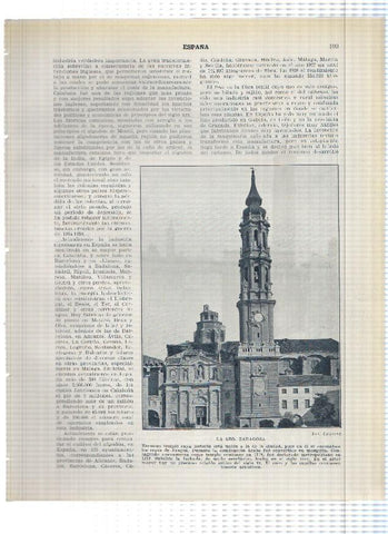 Lamina/sheet/feuille numerada 193/194: La Seo y Iglesia de Santa Maria Magdalena de Zaragoza