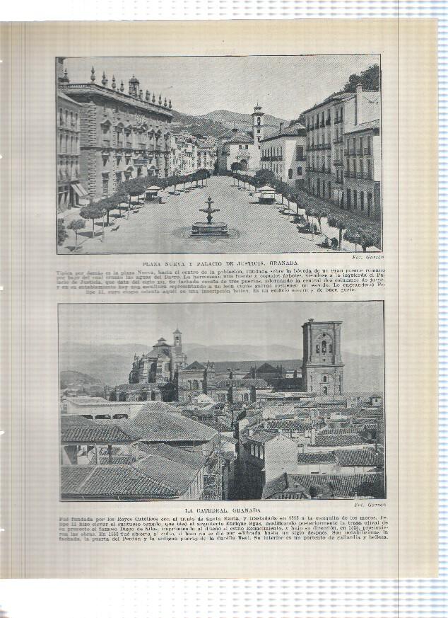 Lamina/sheet/feuille numerada 201/202: Plaza Nueva, Palacio de Justicia, Catedral, Iglesia de Santa Ana de Granada