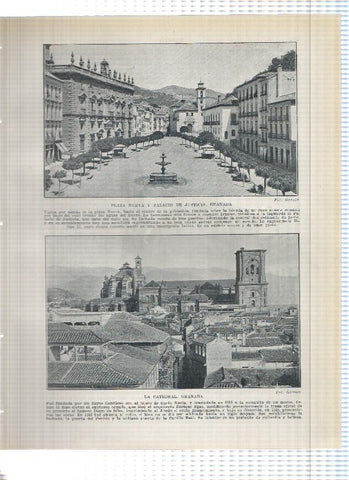 Lamina/sheet/feuille numerada 201/202: Plaza Nueva, Palacio de Justicia, Catedral, Iglesia de Santa Ana de Granada