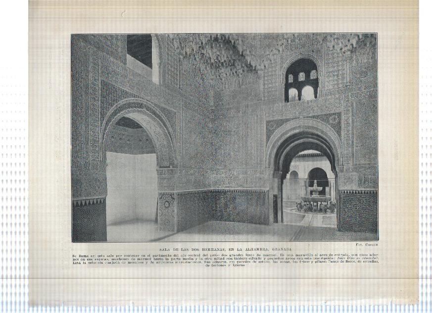 Lamina/sheet/feuille numerada 205/206: El tocador de la reina y Sala de las dos hermanas en la alhambra de Granada