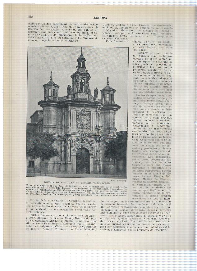 Lamina/sheet/feuille numerada 211/212:  Jardin del Generalife en la alhambra de Granada y Iglesia de San Juan de Letras de Valladolid