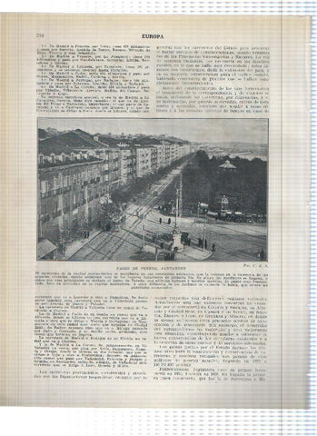 Lamina/sheet/feuille numerada 217/218:  Interior de la catedral de Cordoba y Paseo de Pereda en Santander