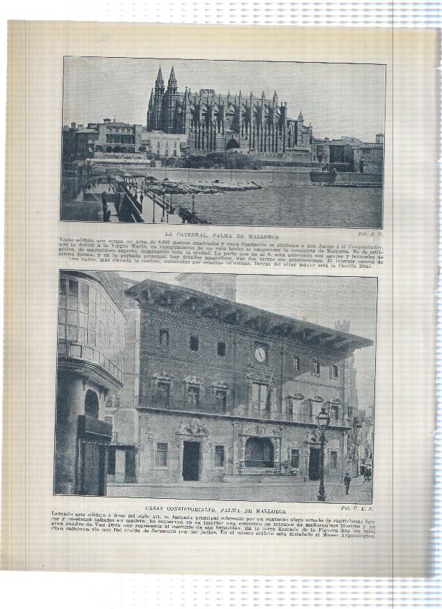 Lamina/sheet/feuille numerada 219/220:  El ayuntamiento, Gran Casino de Santander y la catedral y casas consistoriales de Palma de Mallorca