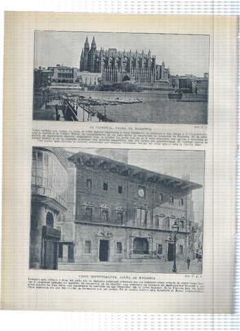 Lamina/sheet/feuille numerada 219/220:  El ayuntamiento, Gran Casino de Santander y la catedral y casas consistoriales de Palma de Mallorca