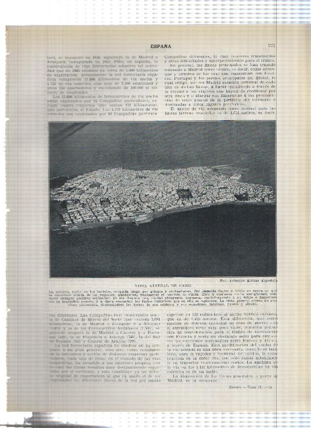 Lamina/sheet/feuille numerada 221/222:  Vista parcial y la catedral de Cadiz