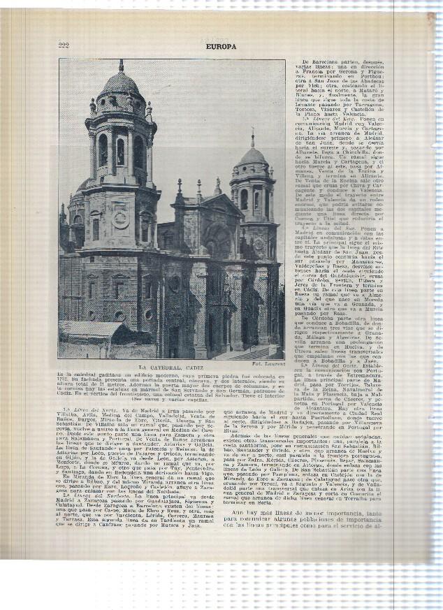 Lamina/sheet/feuille numerada 221/222:  Vista parcial y la catedral de Cadiz