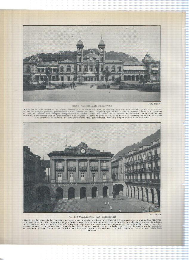 Lamina/sheet/feuille numerada 223/224:  Casas consistoriales de Alicante y Gran Casino y Ayuntamiento de San Sebastian