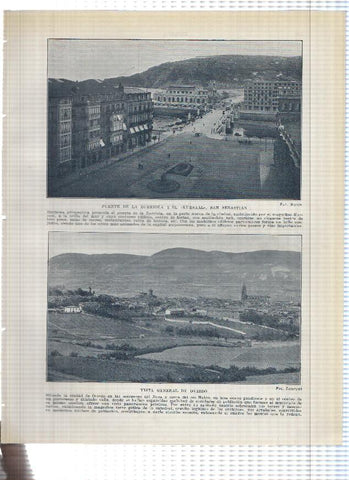 Lamina/sheet/feuille numerada 225/226:  Fuente de la Zurriola y el Kursaal de San Sebastian y vista de Oviedo y Basilica de Covadonga
