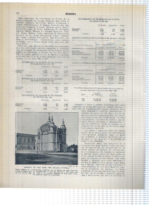 Lamina/sheet/feuille numerada 231/232: Monasterio de la Rabida en Huelva, La audiencia de Albacete e Iglesia San Jose del prado en vitoria
