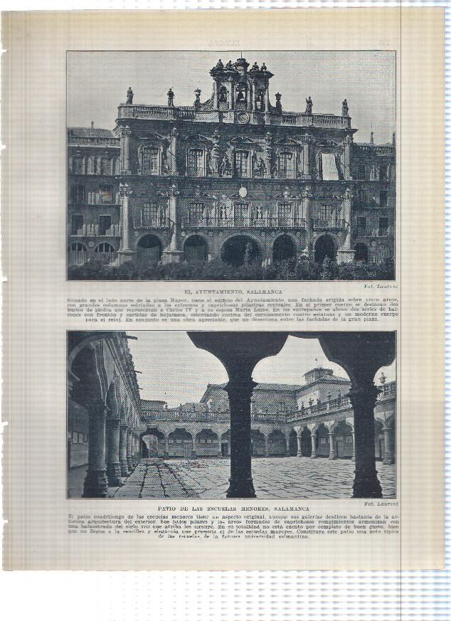 Lamina/sheet/feuille numerada 235/236: El ayuntamiento y patio de las escuelas menores de Salamanca  y vista de Castellon