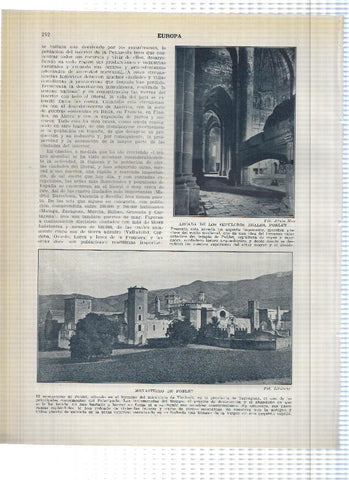 Lamina/sheet/feuille numerada 241/242: Palacio Augusto, Torre Escipiones y Rambla San Juan en Tarragona y Monasterio y Arcada de los sepulcros reales en Poblet