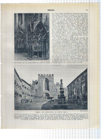 Lamina/sheet/feuille numerada 243/244: Sepulcro e Iglesia del monasterio Santas Creus, La catedral de Lugo y Vista de Burgos