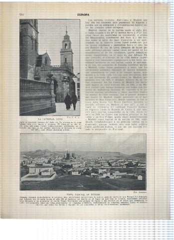 Lamina/sheet/feuille numerada 243/244: Sepulcro e Iglesia del monasterio Santas Creus, La catedral de Lugo y Vista de Burgos