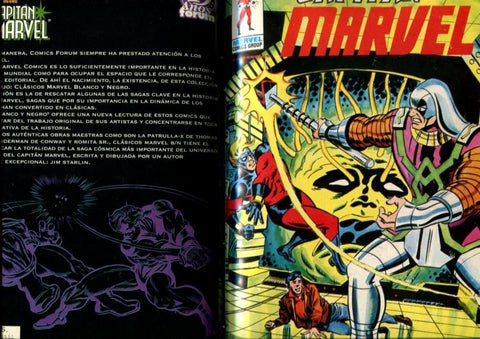 Capitan Marvel, tomo artesanal conteniendo el ejemplar clasicos marvel b/n y Heroes Marvel los numeros 46 al 51, 57 y 60