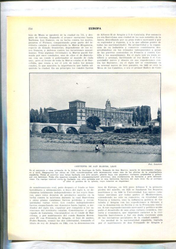 Lamina/sheet/feuille numerada 249/250: La catedral de Toledo y Convento de San Marcos en leon