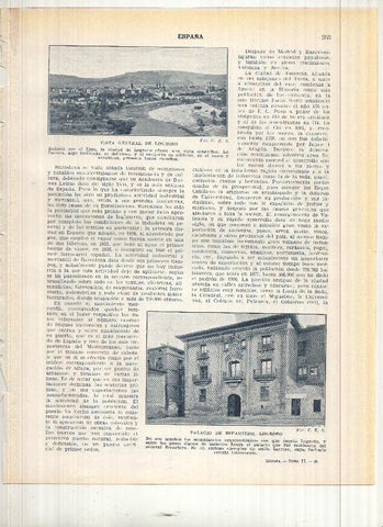 Lamina/sheet/feuille numerada 253/254:  Palacio de espartero y vista de Logroño, Puente de Isabel II sobre el rio Onyar en Gerona