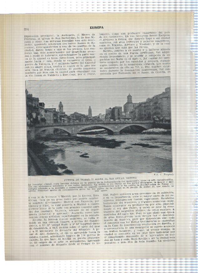 Lamina/sheet/feuille numerada 253/254:  Palacio de espartero y vista de Logroño, Puente de Isabel II sobre el rio Onyar en Gerona