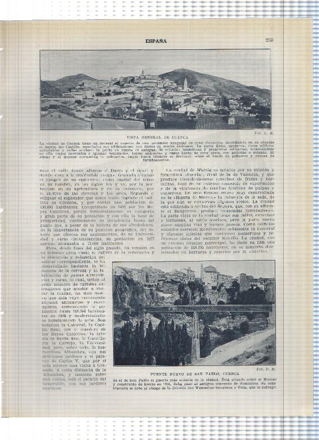 Lamina/sheet/feuille numerada 259/260:  Puente San Pablo y vista general de Cuenca y Palacio del Infantado en Guadalajara
