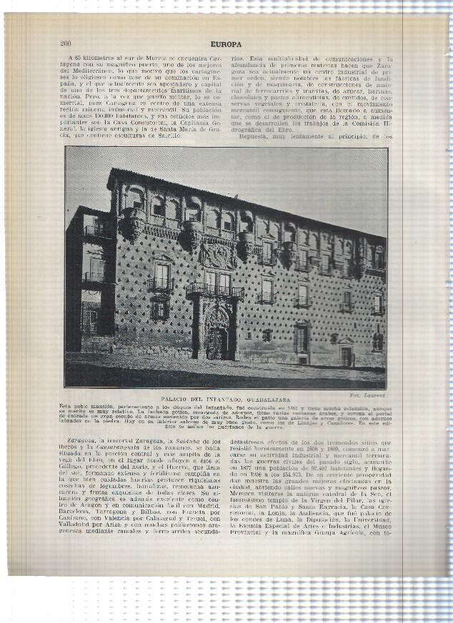 Lamina/sheet/feuille numerada 259/260:  Puente San Pablo y vista general de Cuenca y Palacio del Infantado en Guadalajara