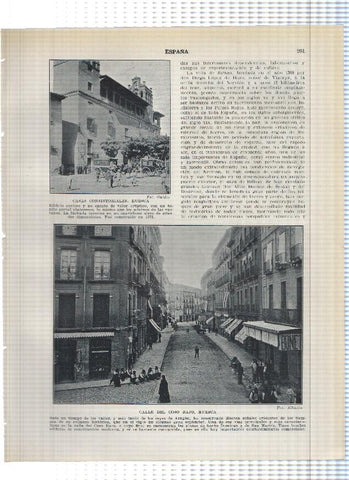Lamina/sheet/feuille numerada 261/262: Casa Consistorial y calle coso bajo de Huesca y Puerta San Vicente y Catedral de Avila