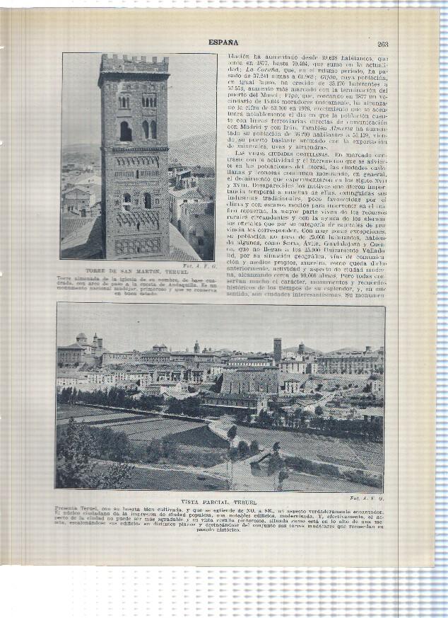 Lamina/sheet/feuille numerada 263/264: Torre de San Martin y vista parcial de Teruel, Vista general de Soria