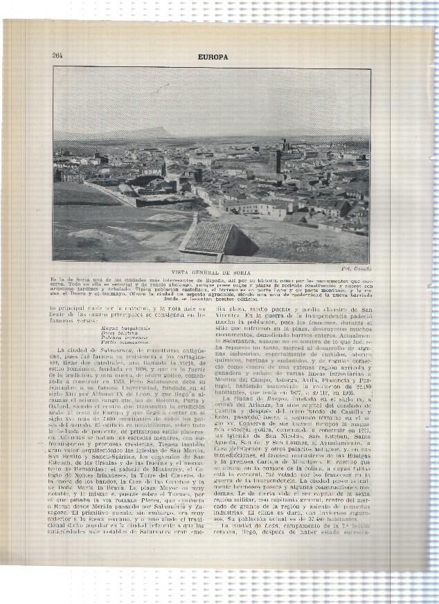 Lamina/sheet/feuille numerada 263/264: Torre de San Martin y vista parcial de Teruel, Vista general de Soria