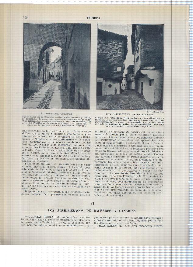 Lamina/sheet/feuille numerada 267/268: Palacio conde de revillagigedo en gijon, plaza de churruca en ferrol, El portillo en cordoba y calle tipia de la alberca